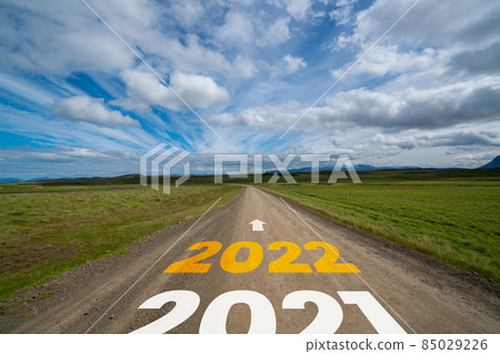 2022 New Year road trip travel and future vision concept 85029226