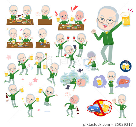 酒用綠色球衣白種人老人套裝 85029317