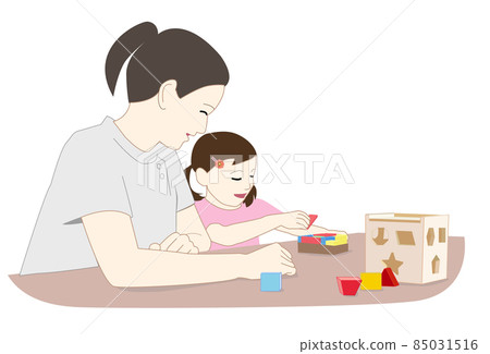 由職業治療師玩積木玩具的兒科康復 由職業治療師玩積木玩具的兒科康復 85031516