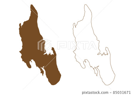 Zanzibar island (United Republic of Tanzania, Zanzibar Archipelago) map vector illustration, scribble sketch Unguja map 85031671