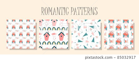 Romantic Designs Pattern Romantic love pattern. A set of patterns in the... - Stock Illustration ...