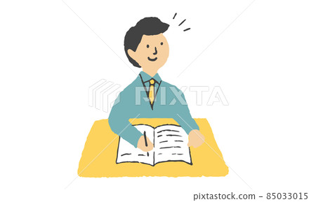 在教室裡學習的高中男生 85033015