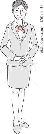 Working woman_Receptionist_Simple color_Whole body_Front facing 85033115