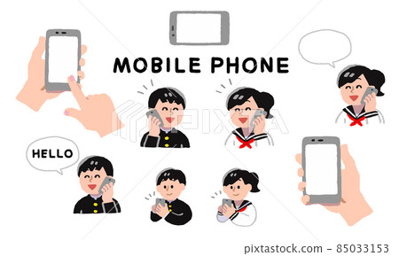 可操作智能手機的學生男女套裝(手繪色) 可操作智能手機的學生男女套裝(手繪色) 85033153