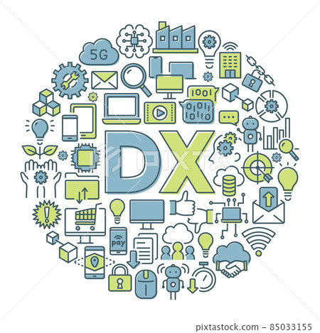 DX digital transformation round logo 85033155