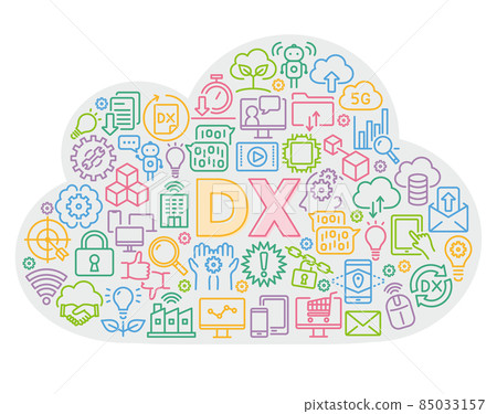 DX digital transformation cloud-shaped logo 85033157