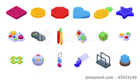 Antistress toy icons set isometric vector. Simple dimple 85033249