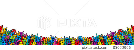 A large number of exciting people (colorful) background / frame material 85033966
