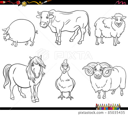 cartoon farm animal characters set for coloring cartoon farm animal characters set for coloring 85035435