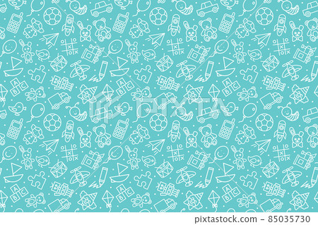 Seamless pattern of kids toys. Baby background, vector illustration. Seamless pattern of kids toys. Baby background, vector illustration. 85035730