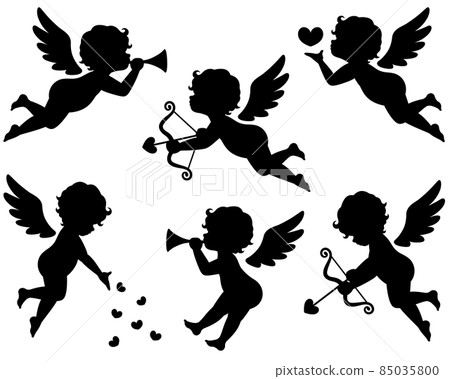 丘比特剪影插圖集 85035800