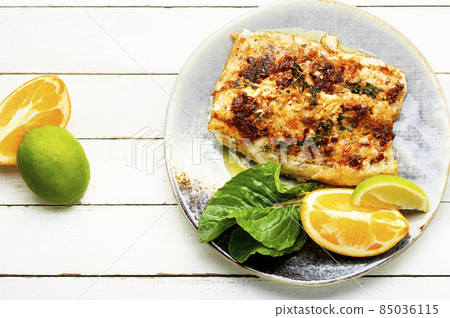 Roasted fish fillets. Roasted fish fillets. 85036115
