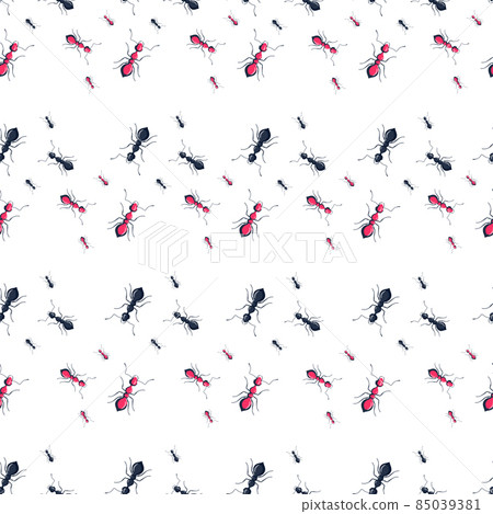 Ants seamless pattern. Insects on colorful background. Vector illustration for textile 85039381