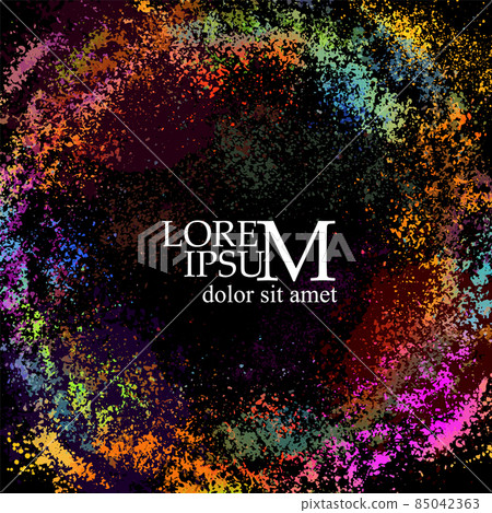 Round multi-colored frame from spots of paint. Background from blots. Grunge Design Element. Brush Strokes. Vector illustration Round multi-colored frame from spots of paint. Background from blots. Grunge Design Element. Brush Strokes. Vector illustration 85042363