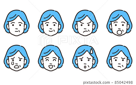 中年女性面部圖標集簡單觸摸圖 中年女性面部圖標集簡單觸摸圖 85042498