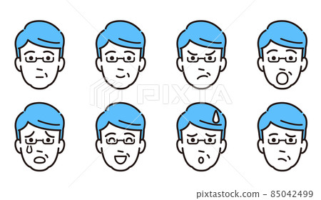 中年男人的臉圖標集簡單的觸摸圖 85042499