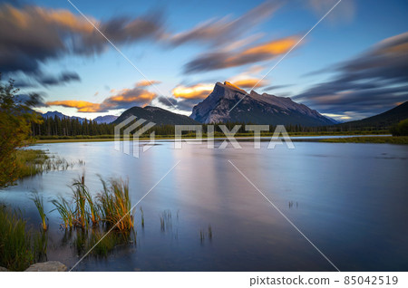 Sunset over Vermilion Lake in Banff National Park, Alberta, Canada 85042519