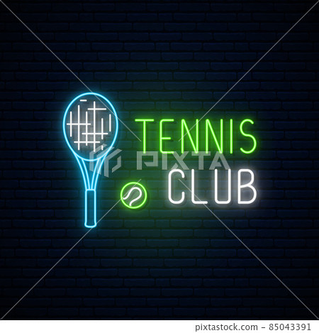Neon tennis club sign. 85043391