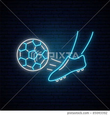 Neon soccer sign. Neon soccer sign. 85043392
