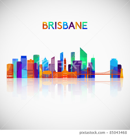 Brisbane skyline silhouette in colorful geometric style. 85043468