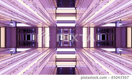 3d illustration of 4K UHD futuristic tunnel with colorful lights 85043567