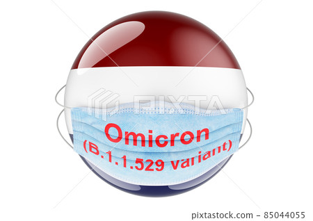 Omicron Covid-19 variant B.1.1.529 in the Netherlands, concept. The Netherlands flag with medical mask. 3D rendering Omicron Covid-19 variant B.1.1.529 in the Netherlands, concept. The Netherlands flag with medical mask. 3D rendering 85044055