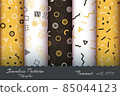 Set Retro Memphis Seamless Pattern 85044123
