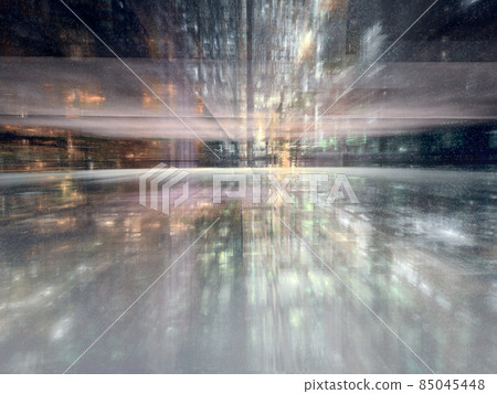 Abstract dotted 3d illustration - foggy street of futuristic city Abstract dotted 3d illustration - foggy street of futuristic city 85045448