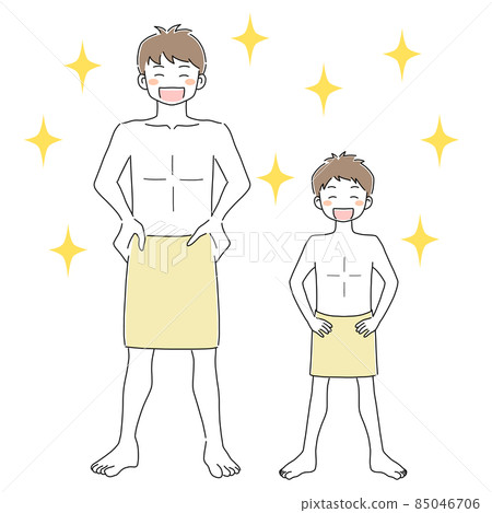 Illustration material of parent and child after taking a bath Illustration material of parent and child after taking a bath 85046706