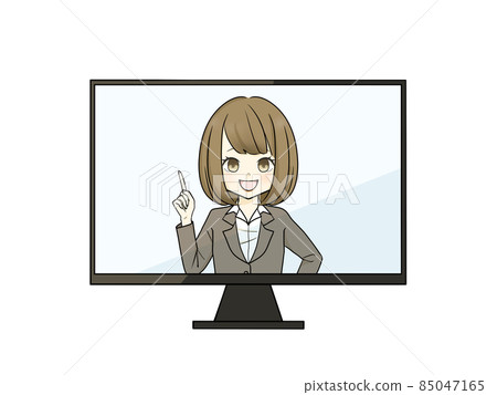A woman in a suit on the monitor A woman in a suit on the monitor 85047165