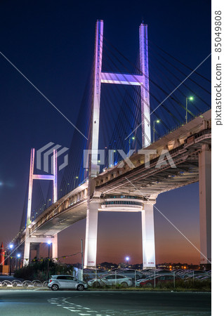 《Kanagawa Prefecture》 Night view of Yokohama Bay Bridge 85049808