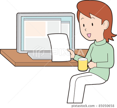 Computers, documents and women Computers, documents and women 85050658