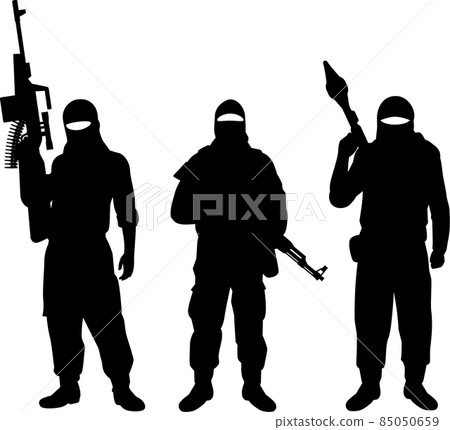 剪影 恐怖分子 矢量 85050659