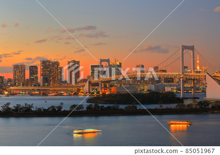 [Tokyo] Rainbow Bridge evening view from Odaiba 85051967