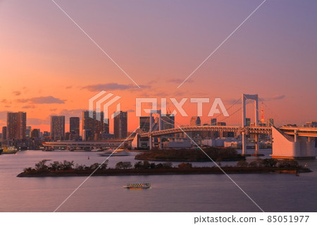 [Tokyo] Rainbow Bridge evening view from Odaiba 85051977
