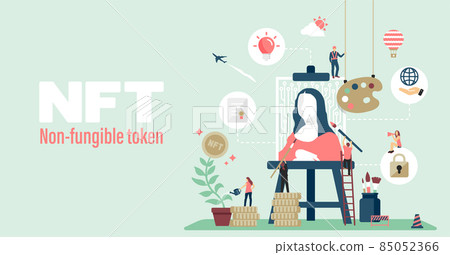 NFT（Non Fungible Token）藝術/數字藝術概念橫幅 85052366