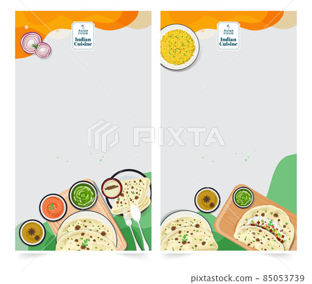 Indian Food menu Template Design for indian cuisine restaurant food, vector illustration Indian Food menu Template Design for indian cuisine restaurant food, vector illustration 85053739