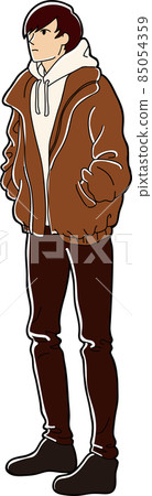 Whole body of a man in winter clothes Whole body of a man in winter clothes 85054359