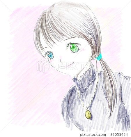 A blue-eyed girl with her hair tied to the left 85055434