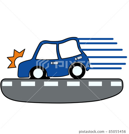 突然剎車的汽車插圖（帶輪廓） 85055456