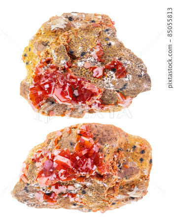 set of Vanadinite crystals on stones cutout set of Vanadinite crystals on stones cutout 85055813