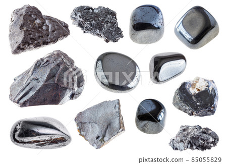 set of various haematite stones cutout on white 85055829