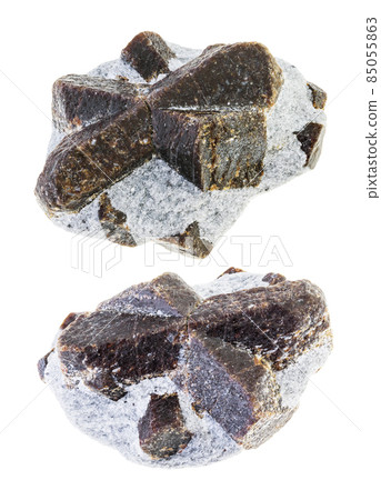 set of staurolite crystals in shale stones cutout set of staurolite crystals in shale stones cutout 85055863