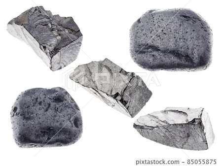set of various Shungite stones cutout on white 85055875