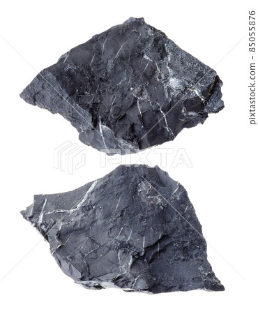 set of shungite shale stones cutout on white 85055876