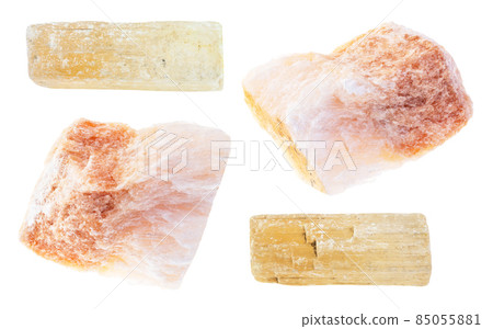 set of various selenite stones cutout on white 85055881