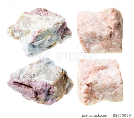 set of various felspar rocks cutout on white set of various felspar rocks cutout on white 85055959