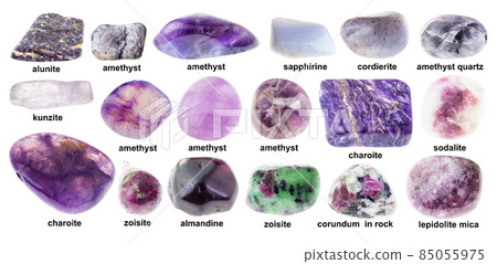 set of various tumbled purple stones with names set of various tumbled purple stones with names 85055975