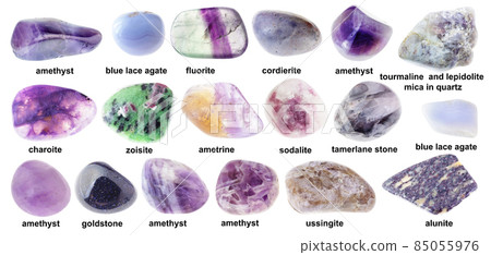 set of various tumbled violet stones with names set of various tumbled violet stones with names 85055976