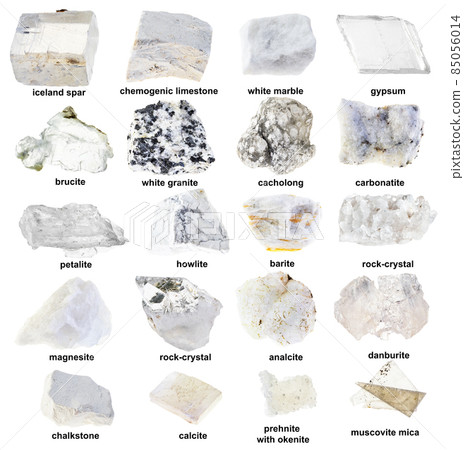 unpolished white and colorless rocks with names 85056014